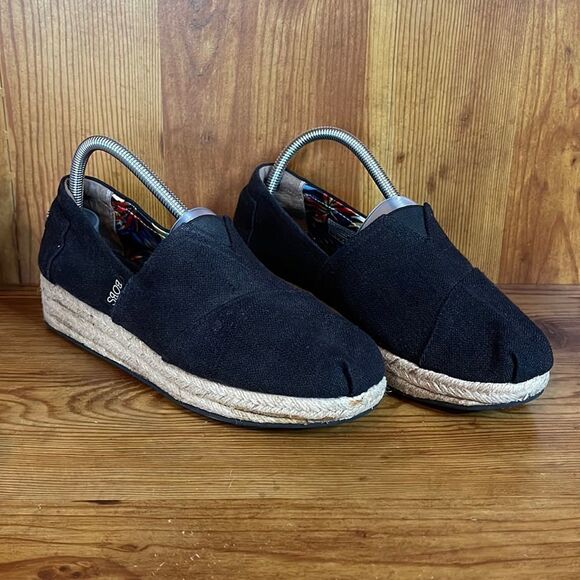Bobs by Skechers Memory Foam Arch Support size 9.5 Black Espadrilles Round Toe - Picture 1 of 10